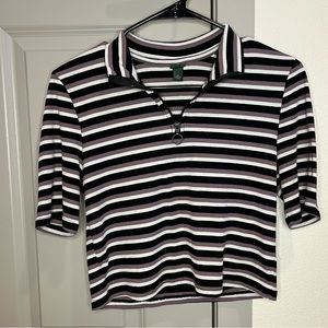 Striped 3/4 zip top